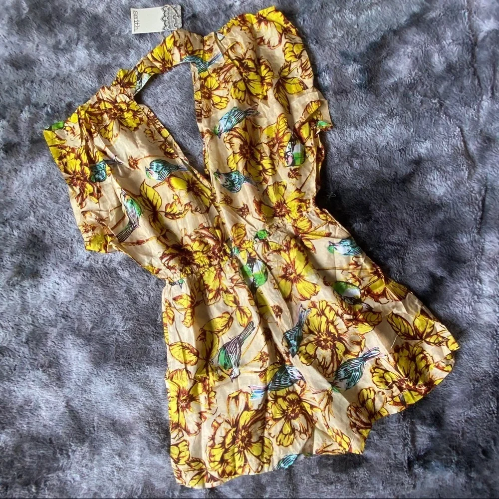 SILK✨Smith Cutout Back Tropical Romper